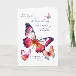 Mother Religious Birthday Watercolor Butterflies Card