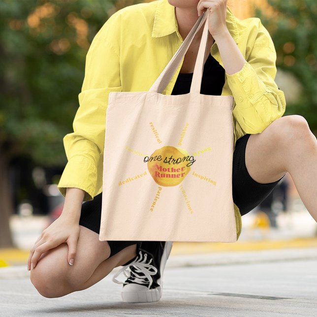 Mother Runner Yellow Sunshine Watercolor Custom Tote Bag (Creator Uploaded)