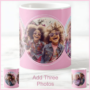 Mother’s Day 3 Photo Custom Personalised Pink C90 Coffee Mug