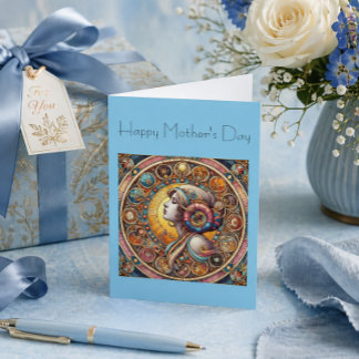 Mother’s Day Art Nouveau Woman Portrait Celestial  Card