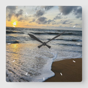 Mother’s Day Beach Sunset Personalised Coastal Square Wall Clock
