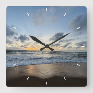 Mother’s Day Beach Sunset Personalised Coastal Square Wall Clock