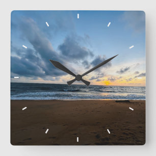 Mother’s Day Beach Sunset Personalised Coastal Square Wall Clock