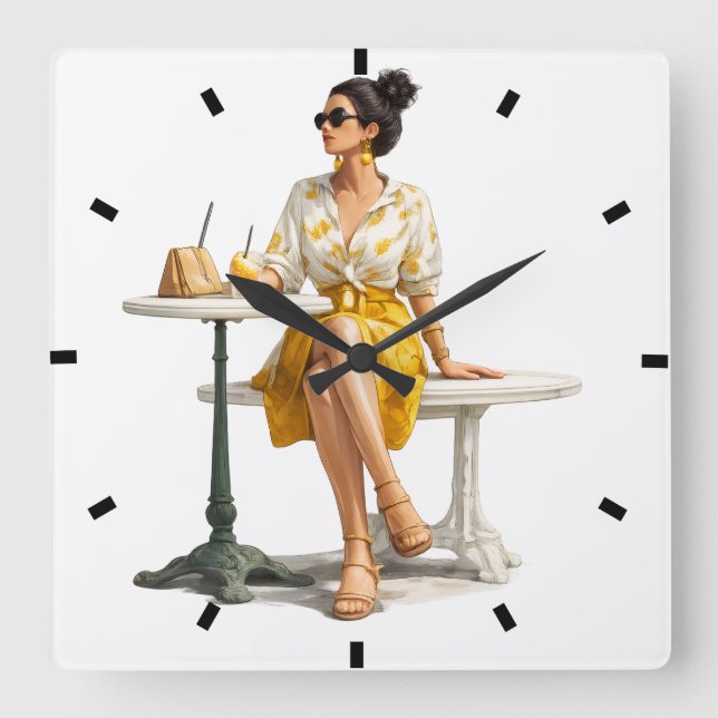 Mother’s Day Beach Sunset Personalised Coastal Square Wall Clock (Front)