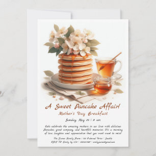 Mother’s Day Breakfast, Pancakes, hawthorns flower Invitation