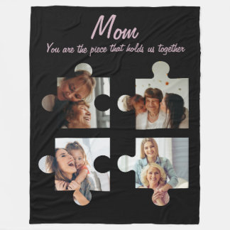 Mother’s Day Custom Gift For Mum - 4 Photo Fleece Blanket