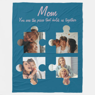 Mother’s Day Custom Gift For Mum - 4 Photo Fleece Blanket