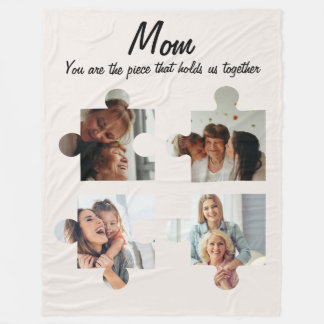 Mother’s Day Custom Gift For Mum - 4 Photo Fleece Blanket