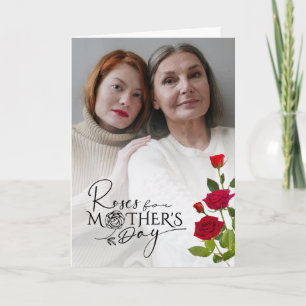 Mother’s Day Custom Photo Design With Red Roses Card
