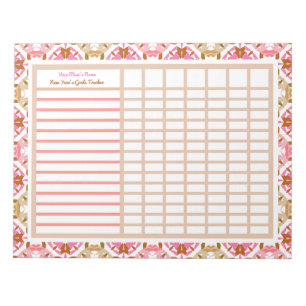 Mother’s Day Custom Pink New Year’s Goals Tracker Notepad