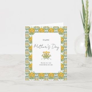 Mother’s Day Floral Botanical Vintage Yellow Green Card