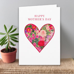 Mother’s Day for Bonus Mum - Floral Heart Greeting Card
