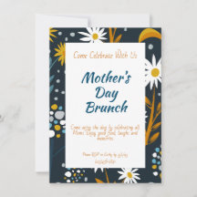 Mother’s Day Invite- Dark blue with flowers