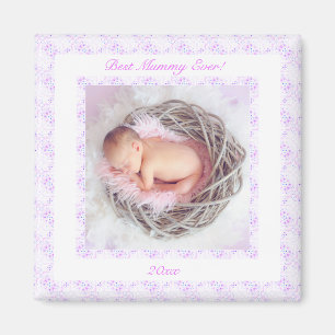 Mother’s Day Lilac Pink Best Mummy Ever Photo Gift Magnet