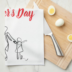 Mother’s Day Line Art Pillow – Mum & Child Love  Tea Towel