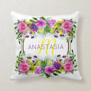 Mother’s Day Mothering Sunday Watercolor Monogra Cushion