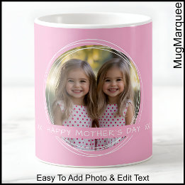 Mother’s Day, Mum, Pretty Pink Photo Custom C90 Coffee Mug