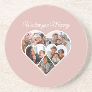 Mother’s Day Photo Collage Heart Family Picture Coaster
