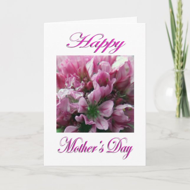 Mother’s Day Pink and Green Flower Card (Front)