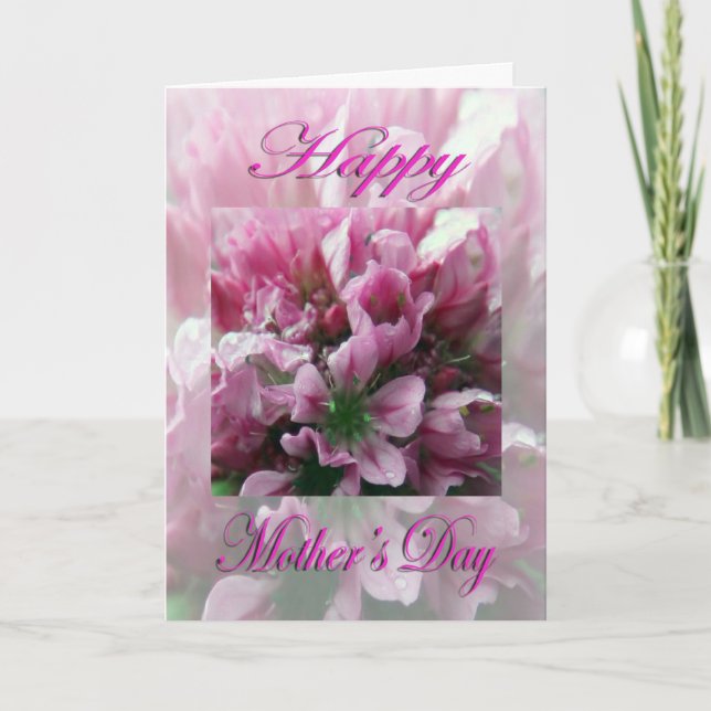 Mother’s Day Pink and Green Flower Card (Front)