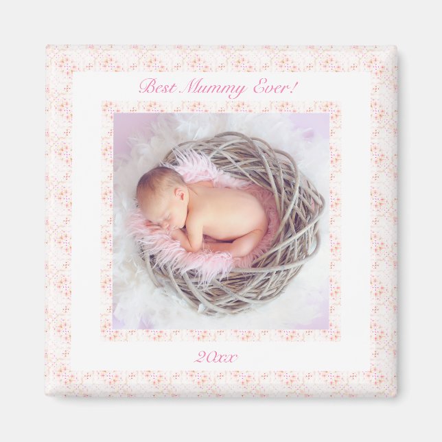Mother’s Day Pink Best Mommy Mom Ever Photo Gift Magnet (Front)