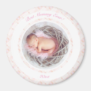 Mother’s Day Pink Best Mummy Ever Baby Photo Gift Magnet