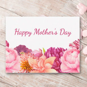 Mother’s Day Pink Floral Elegant Modern Holiday Postcard