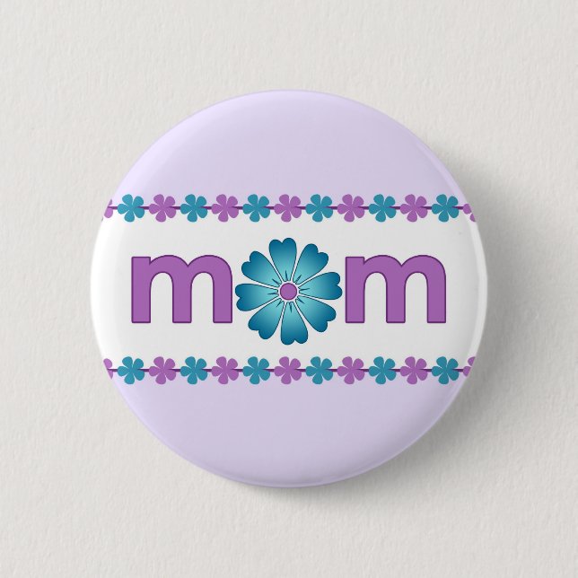 Mother’s Day Purple Spring Flowers Button (Front)