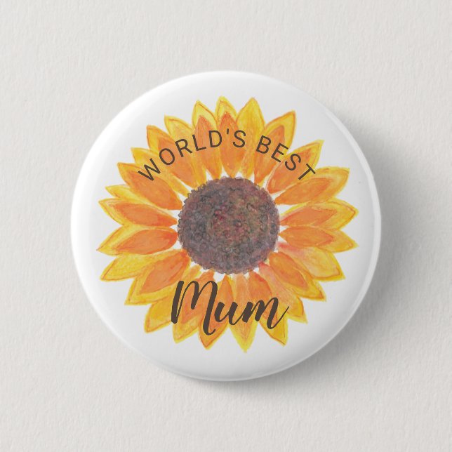 Mother’s Day Sunflower World’s Best Mom 6 Cm Round Badge (Front)