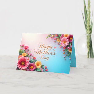 Mother’s Day Vibrant Pink and Yellow Flowers on Pa Thank You Card
