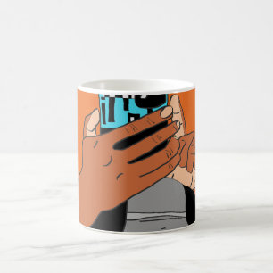 Mother’s Mobile Hands Cyan Orange Black Coffee Mug