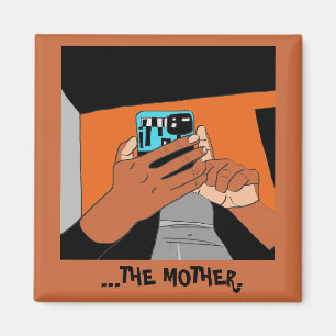 Mother’s Mobile Hands Cyan Orange Black Magnet