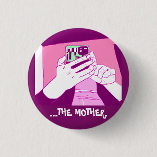 Mother’s Mobile Hands Magenta Mint White 3 Cm Round Badge