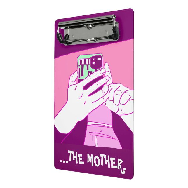 Mother’s Mobile Hands Magenta Mint White  Mini Clipboard (Angled2)