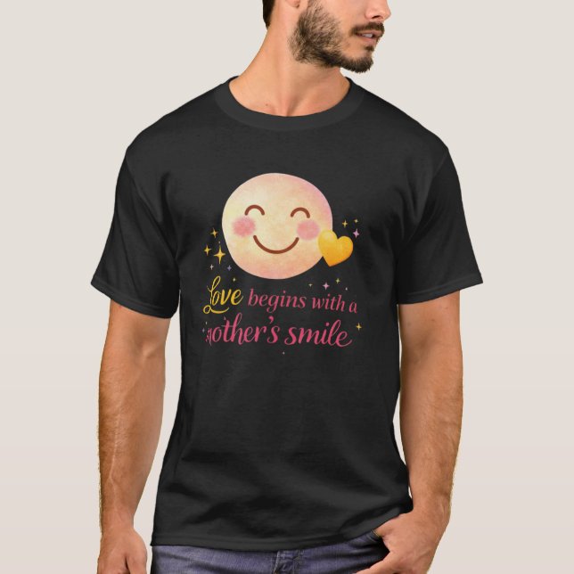 Mother’s Smile Love Quote Minimal Heart Design T-Shirt (Front)