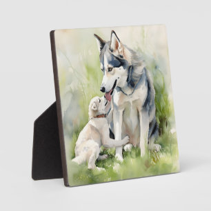 Mother Siberian Husky Dog Mum Paint Background Plaque