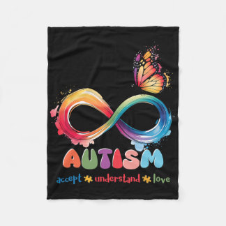 Mother Son Family Accept Autistic Kids Autism Awar Fleece Blanket