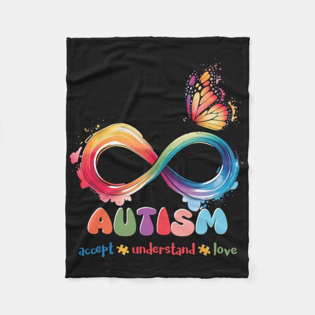 Mother Son Family Accept Autistic Kids Autism Awar Fleece Blanket (Front)