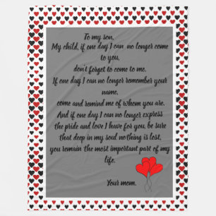 Mother/son love message fleece blanket
