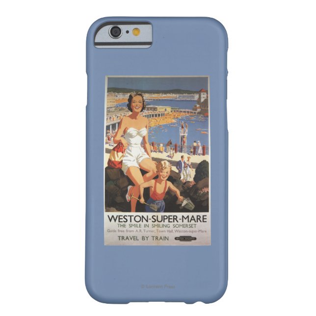 Mother & Son on Beach Railway Poster Case-Mate iPhone Case (Back)