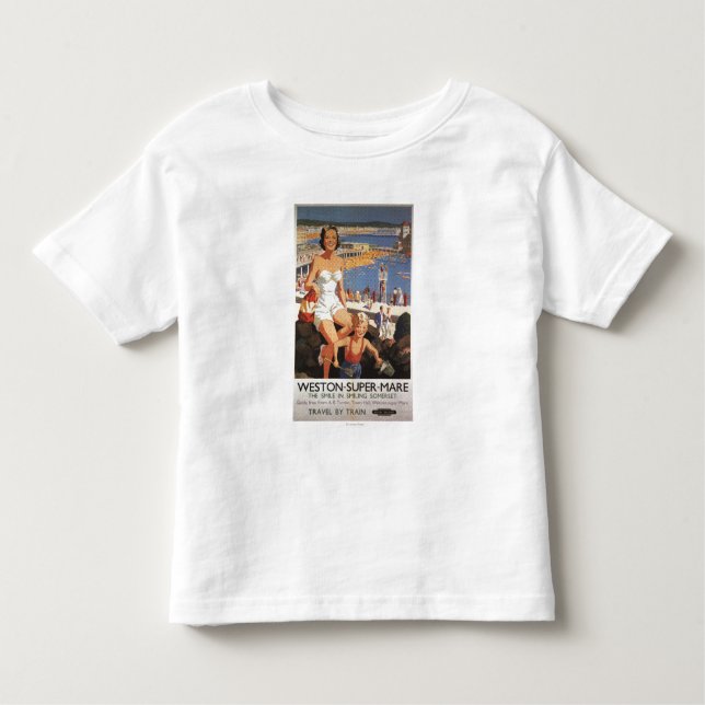 Mother & Son on Beach Railway Poster Toddler T-Shirt (Front)