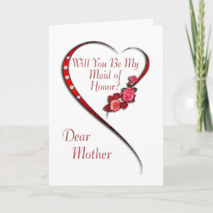 Mother, Swirling heart Maid of Honour invite