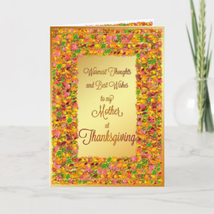 Mother, Thanksgiving, fall leaves Holiday Card