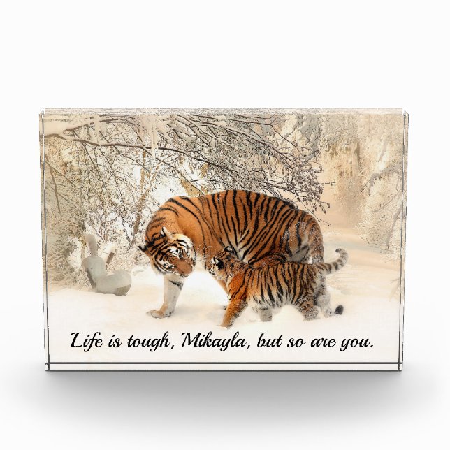 Mother Tiger and Cub Inspiring Quote  Photo Block (Front)