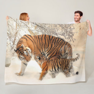 MOTHER TIGER with HER CUB Fleece Blanket
