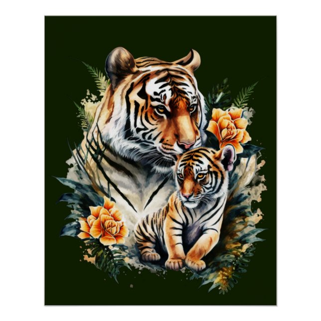 Mother Tiger with her Cub Glossy Poster (Front)