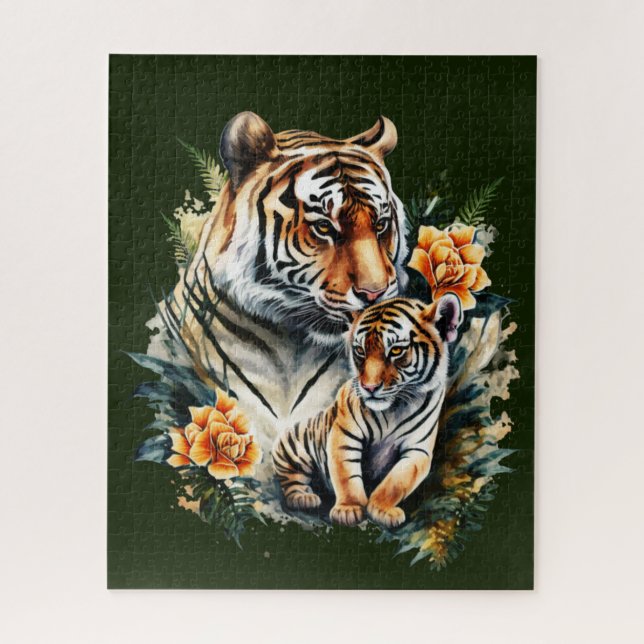 Mother Tiger with her Cub Puzzle (Vertical)