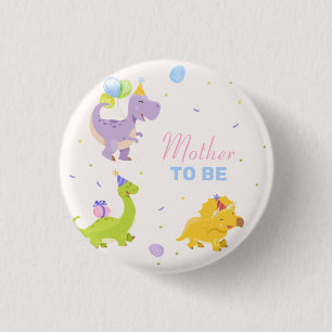 Mother To Be Colourful Dinosaur Balloon Baby Showe 3 Cm Round Badge
