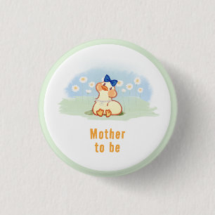 Mother To Be Silly Goose Daisy Flower Baby Shower 3 Cm Round Badge