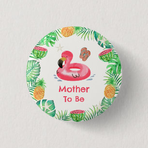 Mother To Be Tropical Beach Pool Baby Shower 3 Cm Round Badge